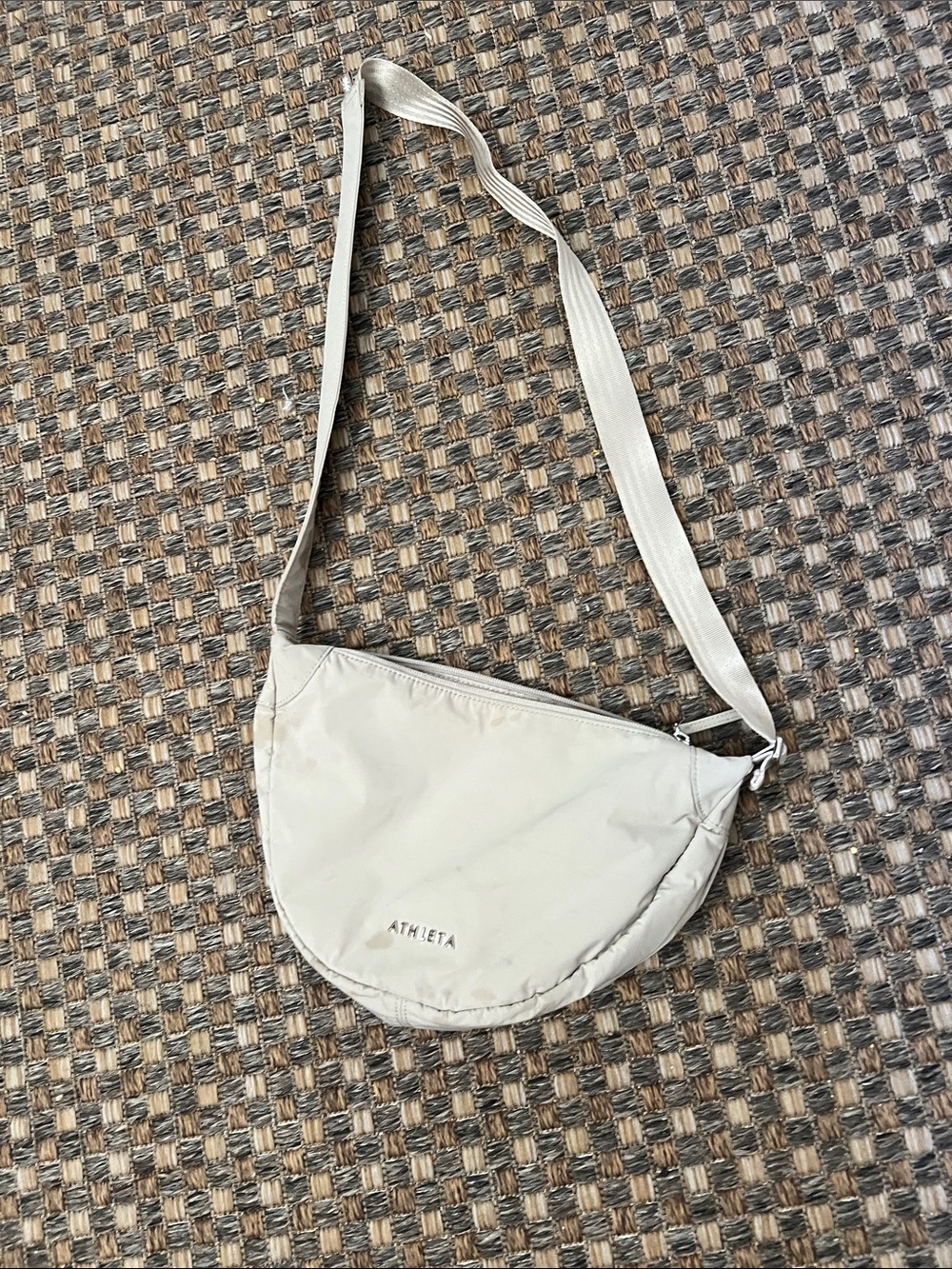 Athleta Light Cream Crescent Crossbody Bag